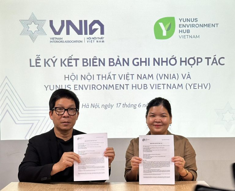 Hội Nội thất Việt Nam ký kết Biên bản phối hợp đào tạo với Yunus Environment Hub Việt Nam cho Doanh nghiệp hội viên